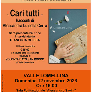 Valle: alla sala polifunzionale la presentazione del libro &quot;Cari Tutti&quot;