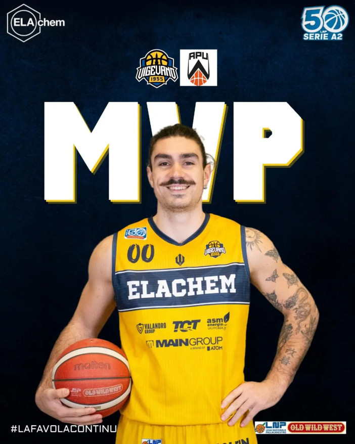 Basket serie A2, Leardini &quot;MVP Ducale&quot; della 24a giornata, ora è terzo nella generale condotta da Stefanini