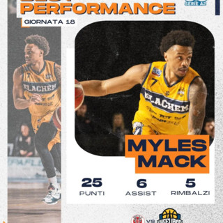 Basket serie A2, Mack &quot;best performance&quot; della Lega Nazionale Pallacanestro per la 18a giornata di campionato