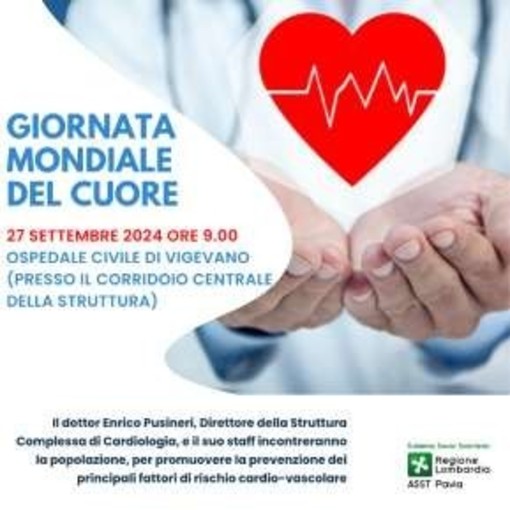 Giornata Mondiale del Cuore: il 27 settembre attività di sensibilizzazione all'ospedale civile di Vigevano