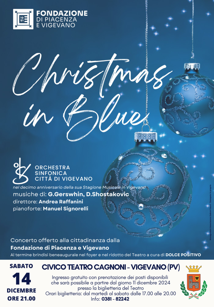 Christmas in blue: al Cagnoni il concerto di Natale, offerto dalla Fondazione di Piacenza e Vigevano