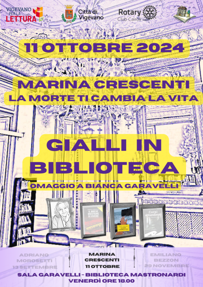 Vigevano, alla Sala Garavelli della biblioteca Mastronardi il romanzo &quot;La morte ti cambia la vita&quot; di Marina Crescenti