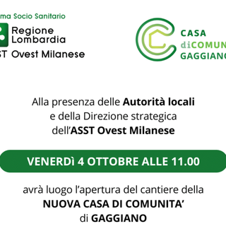 Gaggiano: il 4 ottobre partono i lavori per la Casa di Comunità