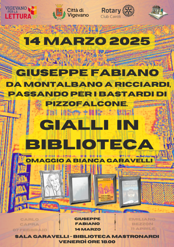 Vigevano, Gialli in biblioteca: omaggio a Bianca Garavelli, analisi psicologica delle trame e dei personaggi di Camilleri e De Giovanni Giuseppe Fabiano