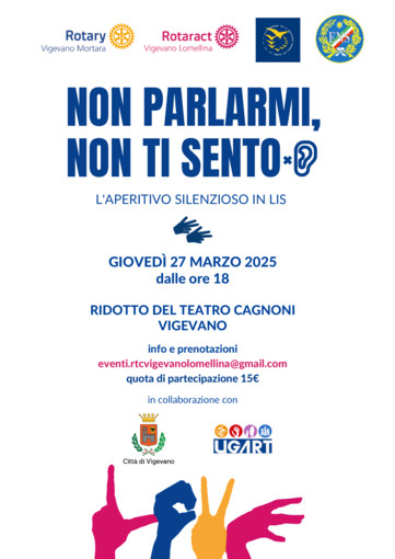 &quot;Non parlarmi non ti sento&quot;, l'aperitivo silenzioso promosso da Rotary Club Vigevano Mortara e Rotaract Vigevano