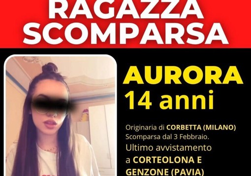 Aurora, 14 anni, scomparsa dal 3 febbraio. E’ originaria di Corbetta