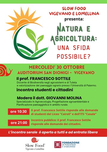 Slow Food Vigevano e Lomellina presenta: &quot;Natura e agricoltura, una sfida possibile?&quot;