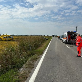 Ottobiano: scontro auto moto sulla statale 756, 56enne trasportato in elicottero al San Matteo