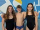 Nella foto di sinistra gli atleti dell’H2Sport che hanno gareggiato ai Regionali questo fine settimana: Miriam Cavarsaschi, Matteo Gatto e Martina Biso e nelle altre le 5 categorie dei partecipanti alla gara della Scuola Nuoto