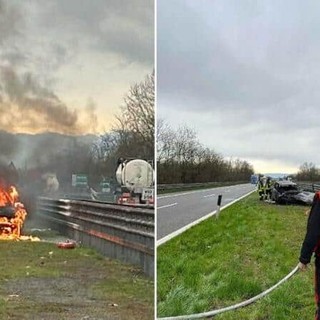 Auto in panne prende fuoco lungo l’A21 nei pressi di Cremona