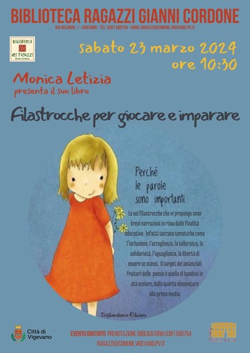 Vigevano: Monica Letizia presenta il suo libro “Filastrocche per giocare e imparare”.