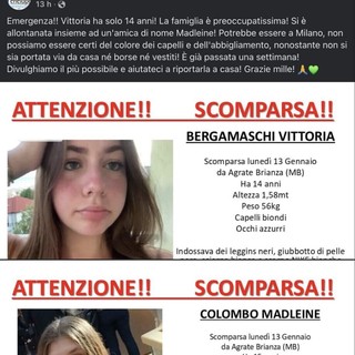 Ragazze scomparse da Agrate Brianza: la ricerca continua