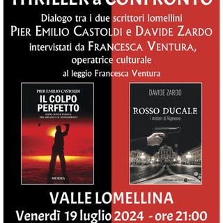 Valle, domani sera “Thriller a confronto”: alla biblioteca Marucchi, Pier Emilio Castoldi e Davide Zardo, dialogano con Francesca Ventura